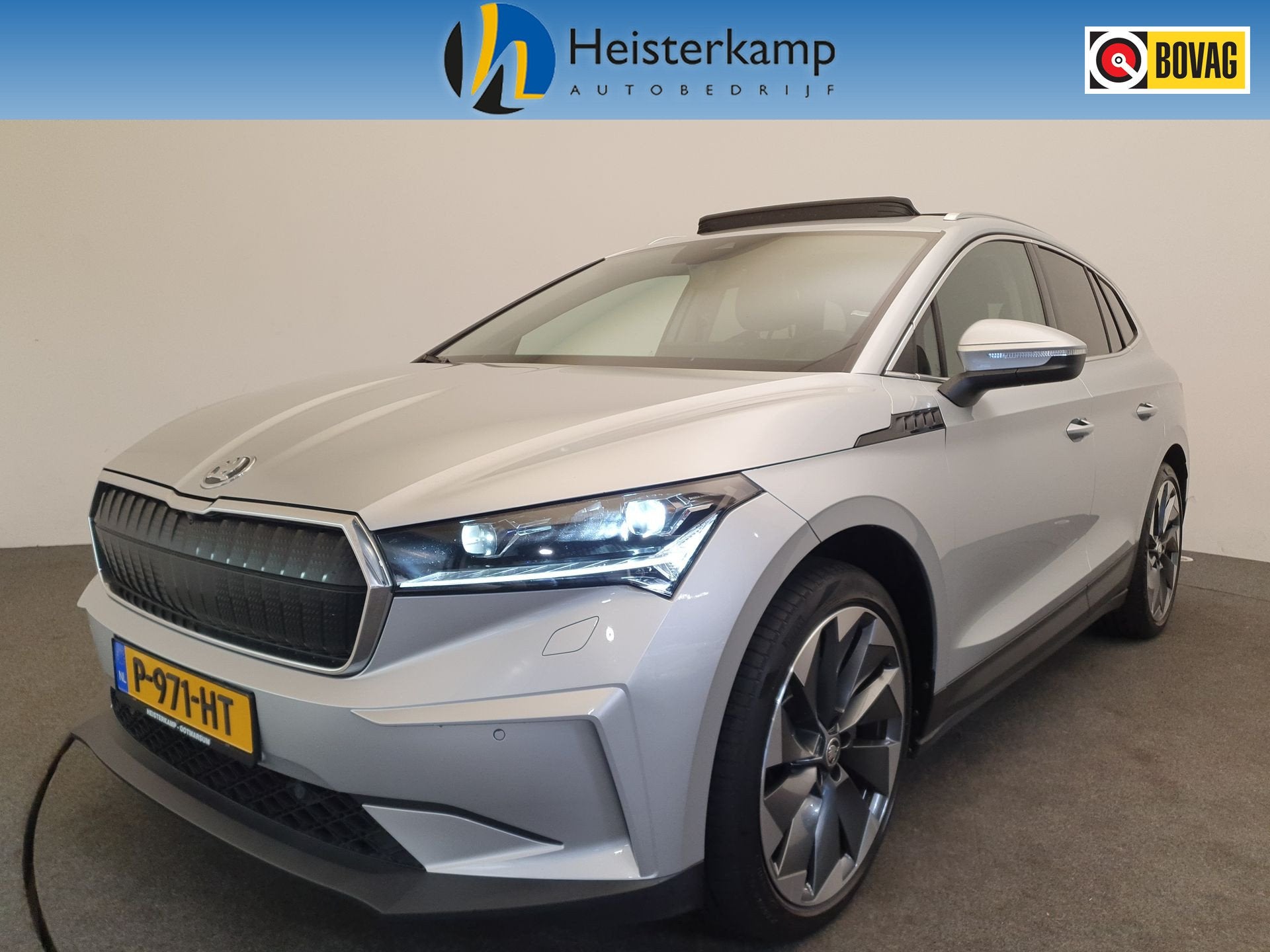 Skoda Enyaq iV 80 First Edition 92% SOH, Panoramadak, Leder, Auto's, Automaat, Achterwielaandrijving, Gebruikt, Zwart