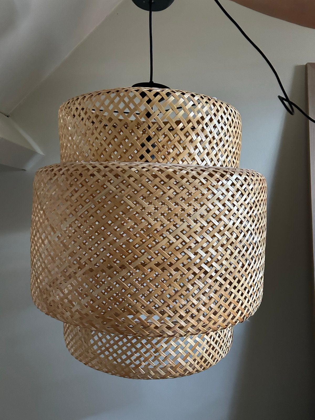 IKEA SINNERLIG hanglamp bamboe - Uitstekende staat, Ophalen, Zo goed als nieuw, Natuurlijk materiaal, E27 (groot)