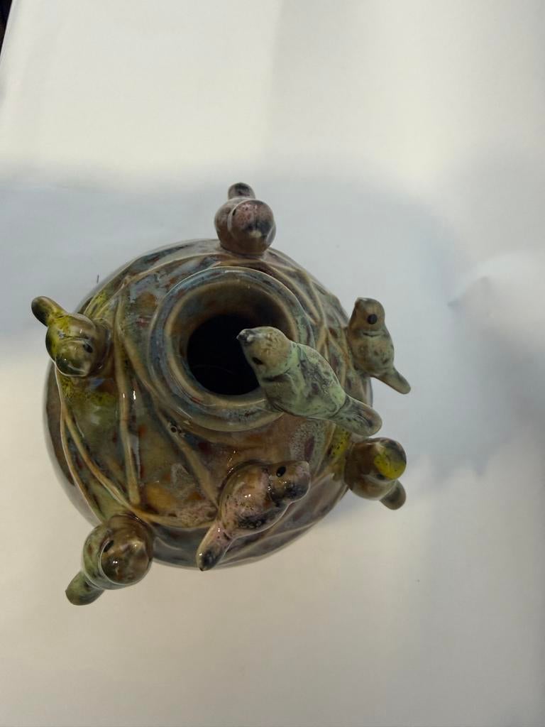Keramiek vaasje met vogeltjes, Antiek en Kunst, Ophalen of Verzenden