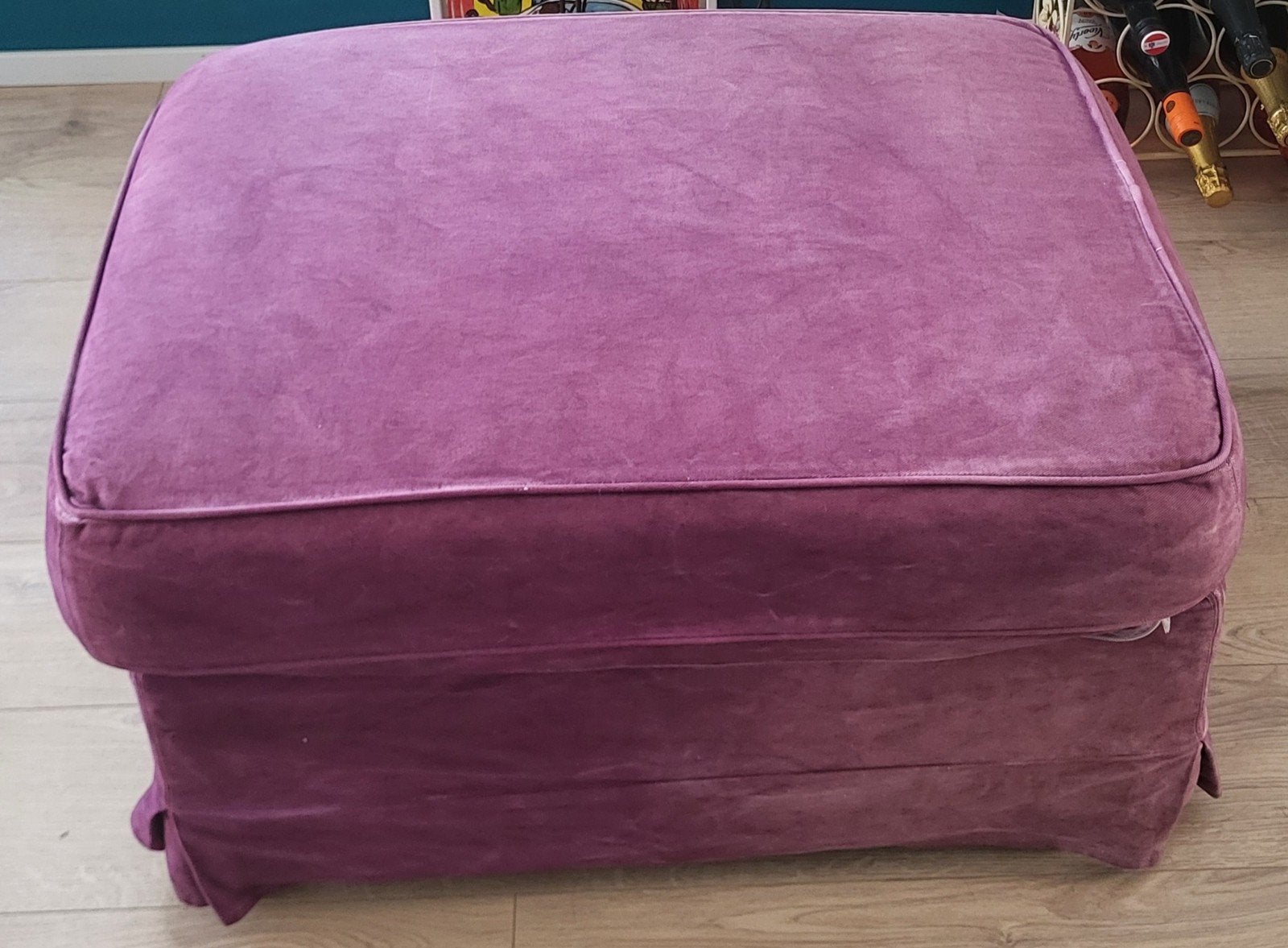 Ektorp voetenbank paars/aubergine, Ophalen, Gebruikt, Rechthoekig, 75 tot 100 cm