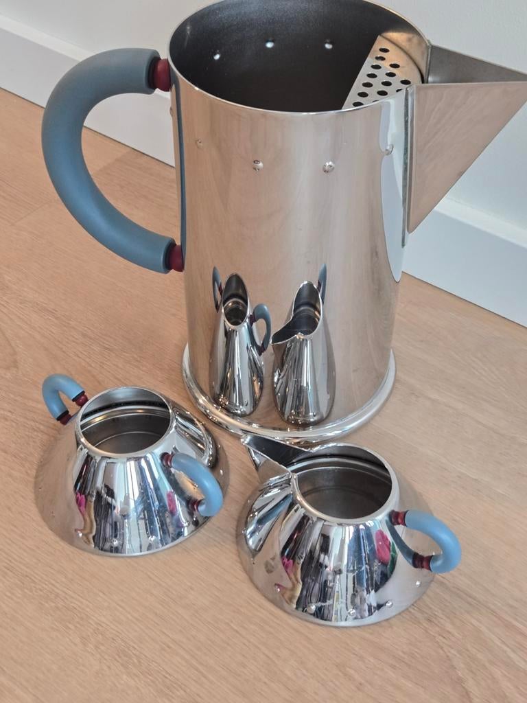 Vintage Alessi Waterkan, Melkkannetje en Suikerpot Set, Ophalen of Verzenden