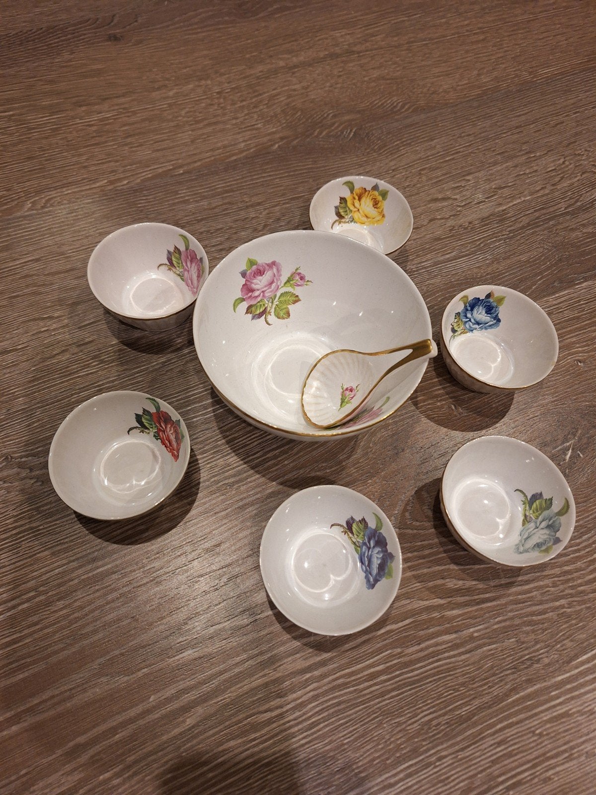 Vintage porseleinen pinda set met bloemmotief, Ophalen of Verzenden