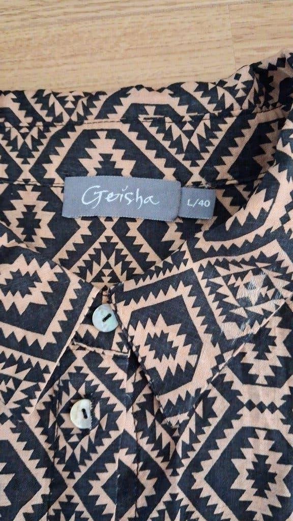 Koopje! Geisha dames blouse L/40 camel/zwart - als nieuw, Kleding | Dames, Blouses en Tunieken, Geisha, Zwart, Maat 42/44 (L)
