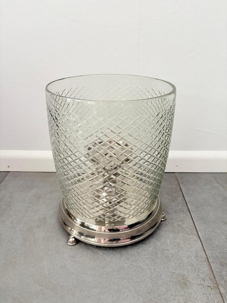 Kandelaar met glazen windlicht, Antiek en Kunst, Ophalen, Glas