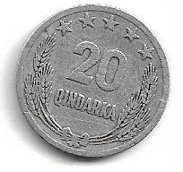 Albanie 20 Qindarka 1964, Postzegels en Munten, Munten | Europa | Niet-Euromunten, Ophalen of Verzenden, Overige landen
