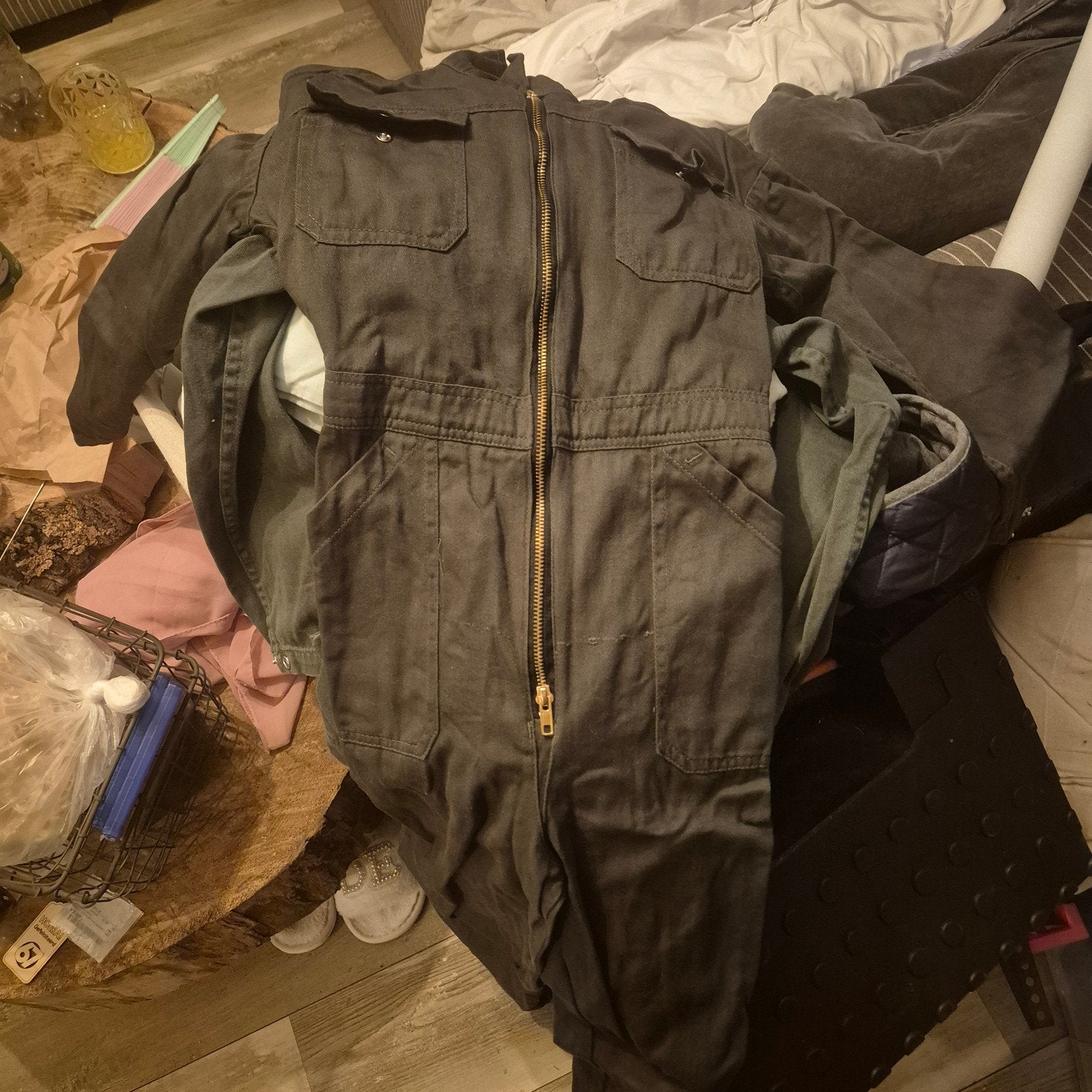 Donkergrijze overall met rits, Ophalen of Verzenden, Zo goed als nieuw, Maat 34 (XS) of kleiner, Grijs