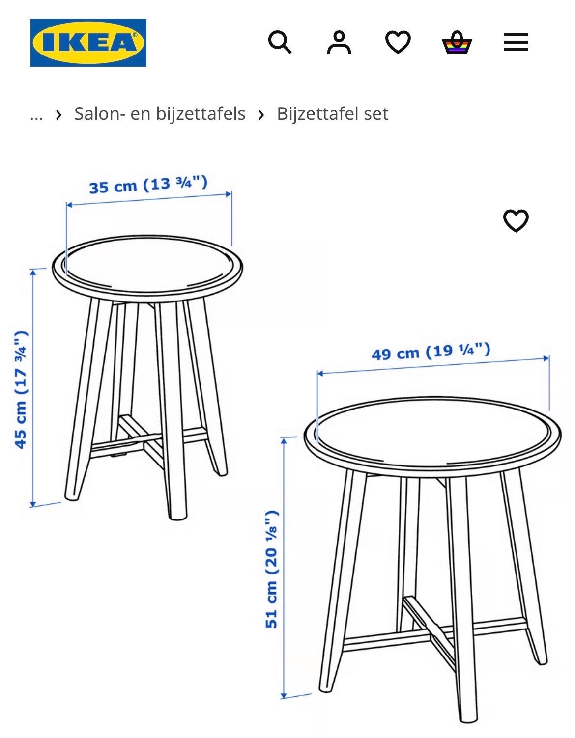 IKEA KRAGSTA bijzettafel set, wit, 2 stuks, Huis en Inrichting, Tafels | Bijzettafels, Minder dan 55 cm, Rond, Zo goed als nieuw