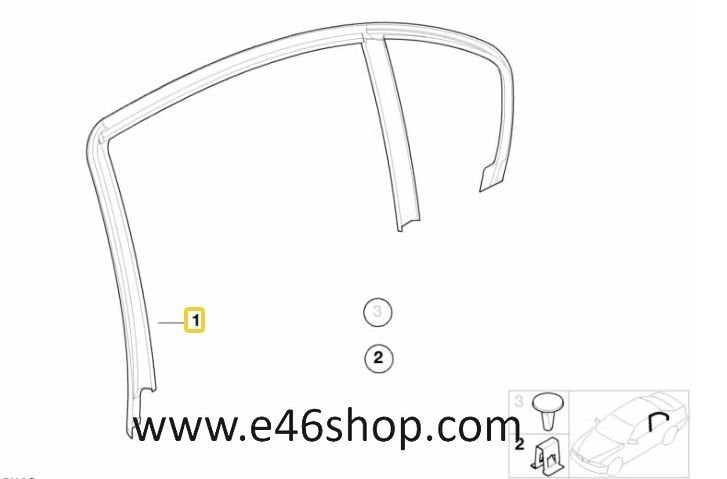 BMW E46 SEDAN DEURLIJST RECHTS ACHTER OEM 51348222414 NIEUW, -, -, Nieuw, Ophalen of Verzenden