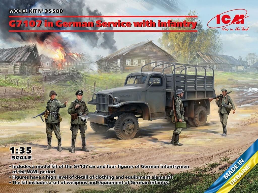 ICM 1:35 G7107 in German service with infantry - ongeopend, Overige merken, 1:32 tot 1:50, Nieuw, Ophalen of Verzenden