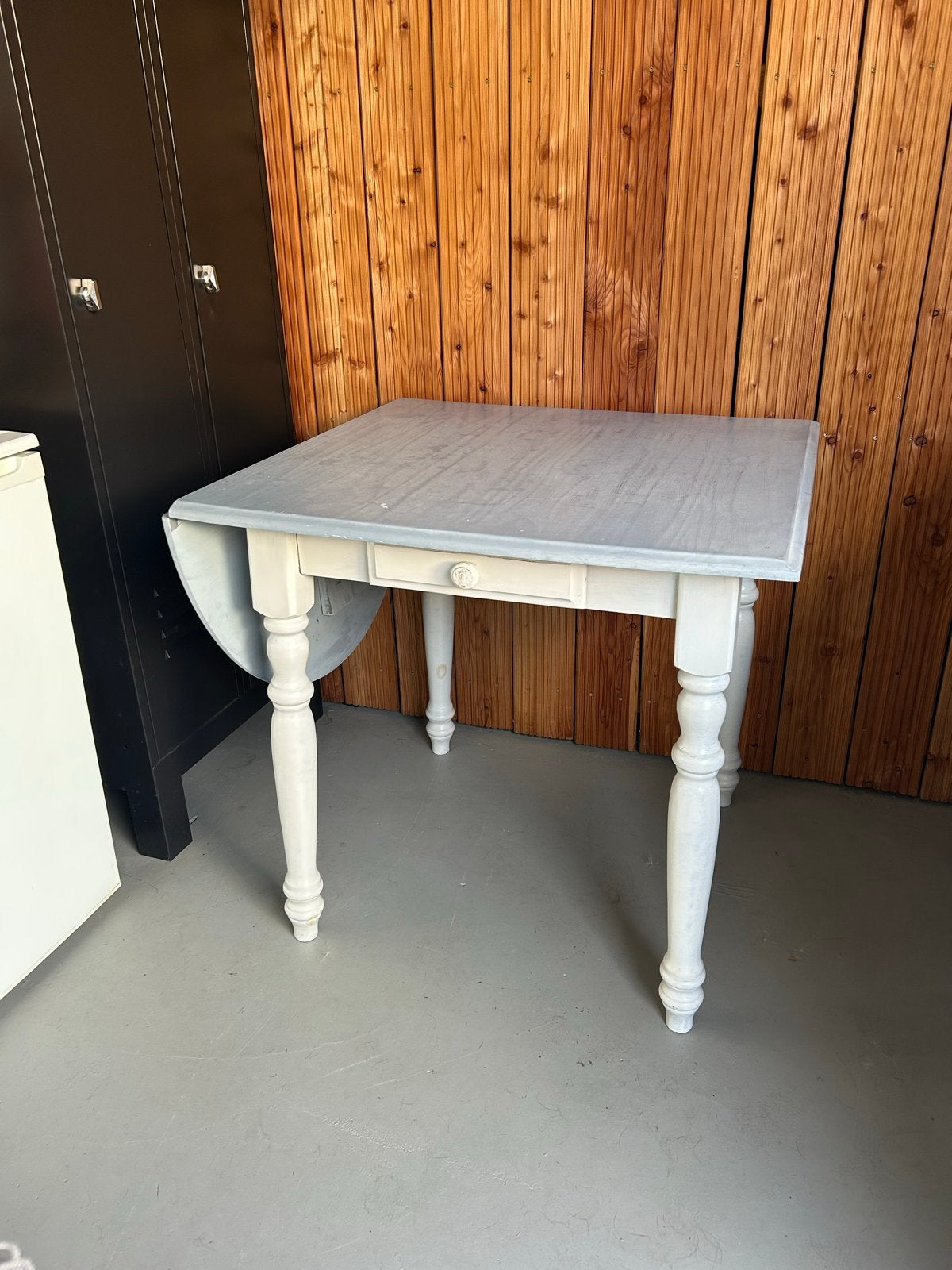 Uitschuifbare eettafel met lade - landelijke stijl, Ophalen, Gebruikt, 100 tot 150 cm, Vierkant