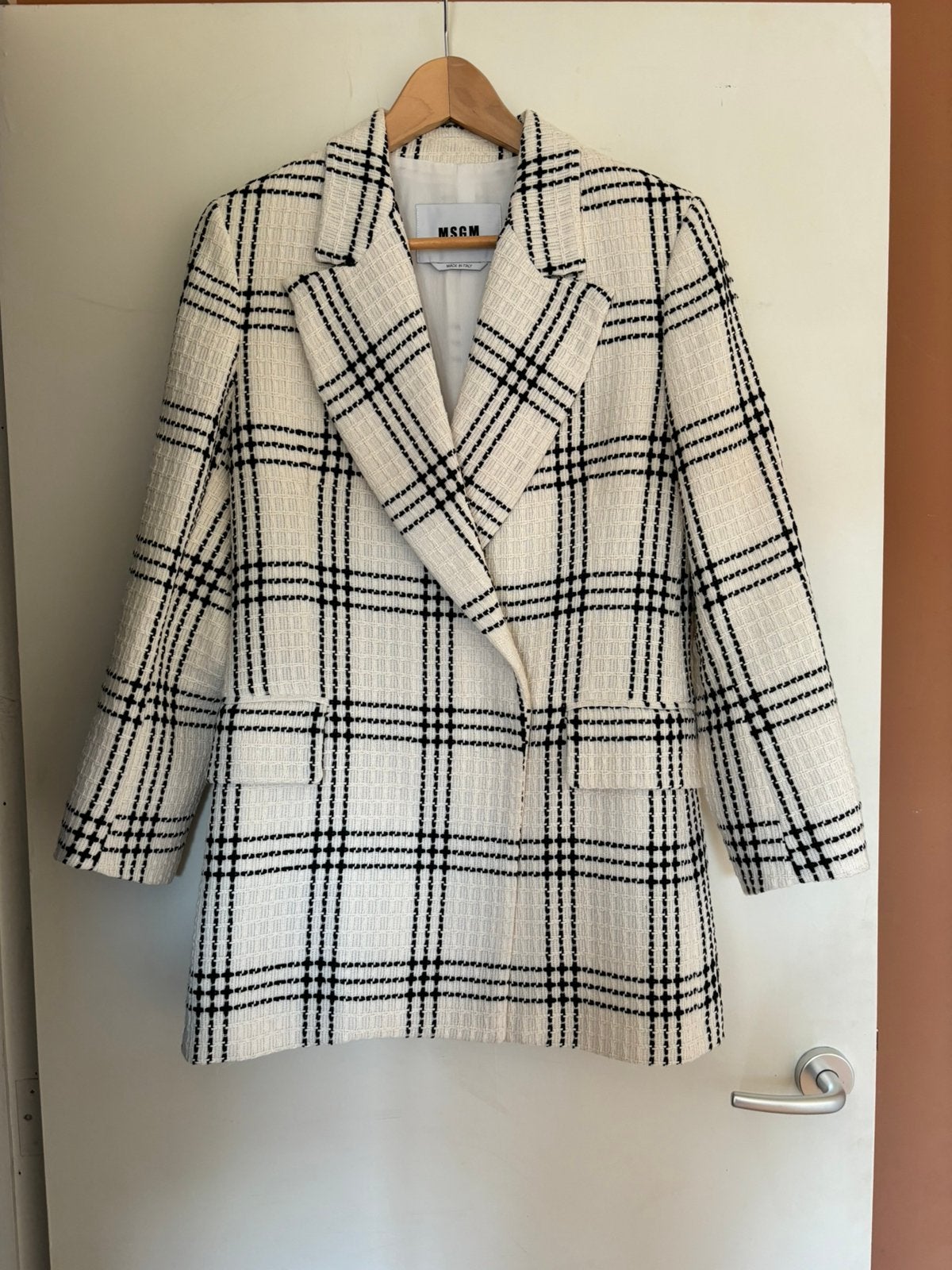MSGM geruite blazer maat 36, Wit, Ophalen of Verzenden, Zo goed als nieuw, Jasje
