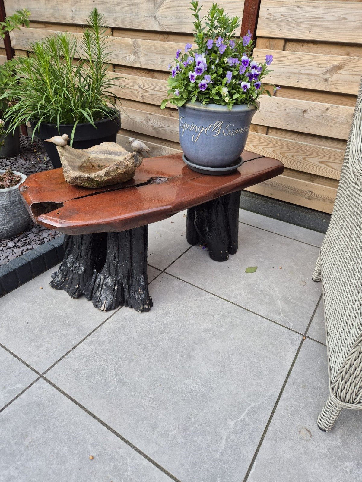Unieke houten bankje/tafeltje voor buiten, Tuin en Terras, Tuinbanken, Ophalen, Hout