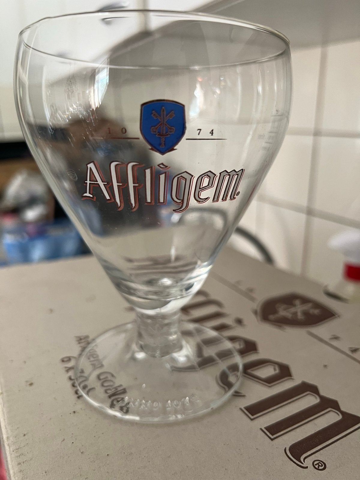 9x Affligem bierglazen - Nieuw in originele doos, Ophalen, Nieuw, Glas, Overige merken