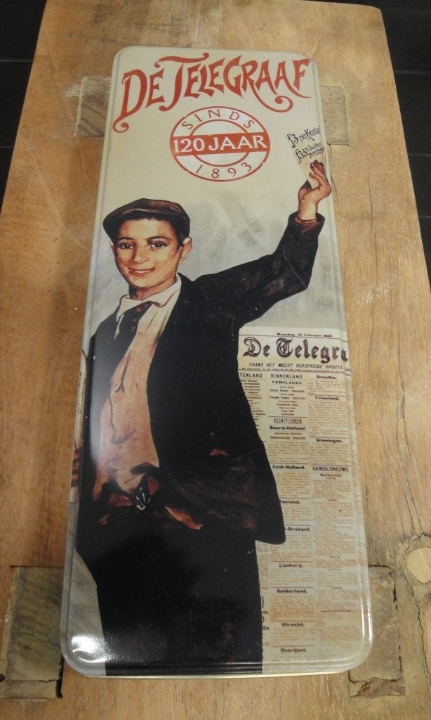 JUBILEUM BLIK - 120 JAAR DE TELEGRAAF, Verzamelen, Ophalen of Verzenden, Gebruikt, Overige, Overige merken