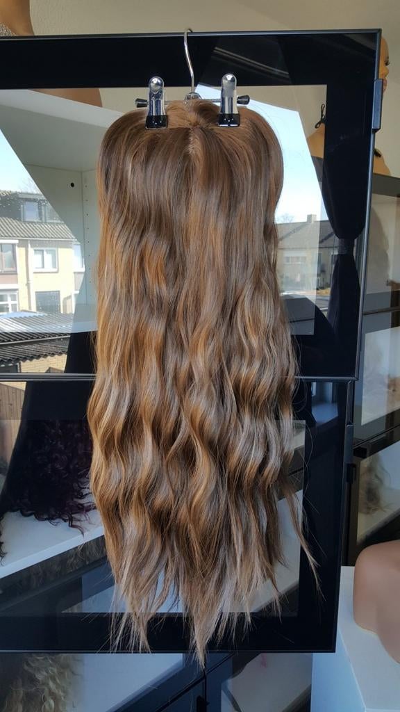 HaarTopper: #10 - Gemêleerd midden Bruin - Wavy - 50/55cm, Ophalen of Verzenden, Nieuw, Pruik of Haarverlenging
