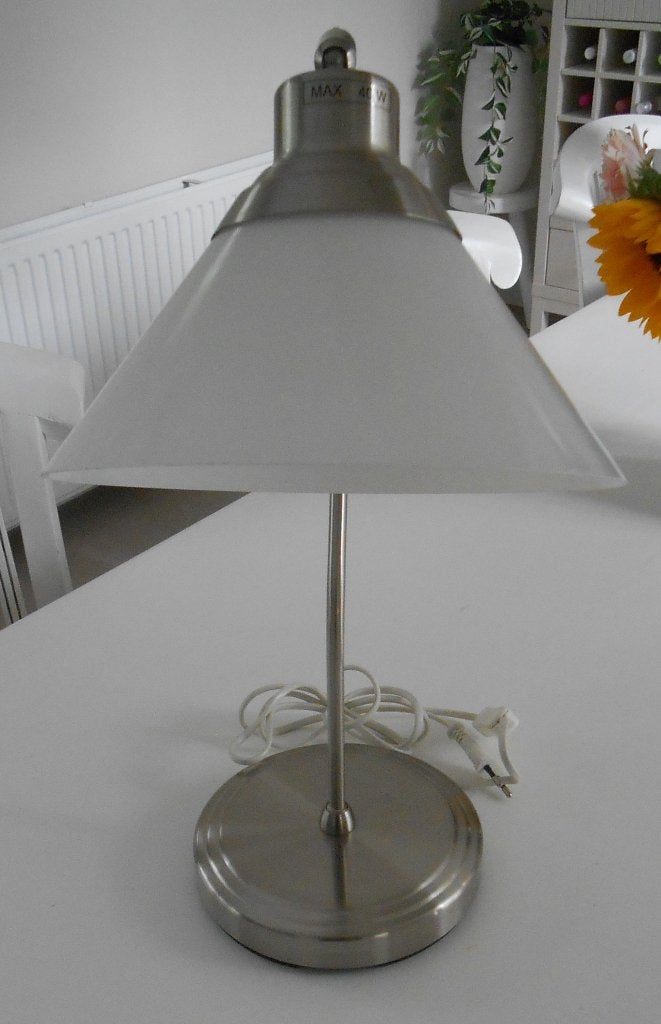Kroby lamp wit/chroom, Met schakelaar, Gebruikt, 48 cm, Wit