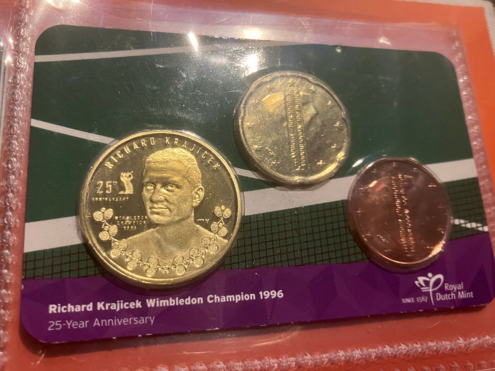 Coincard 25 Year Richard Krajicek Wimbledon Champion 1996, Postzegels en Munten, Verzenden, Koningin Beatrix, Euro's, Losse munt