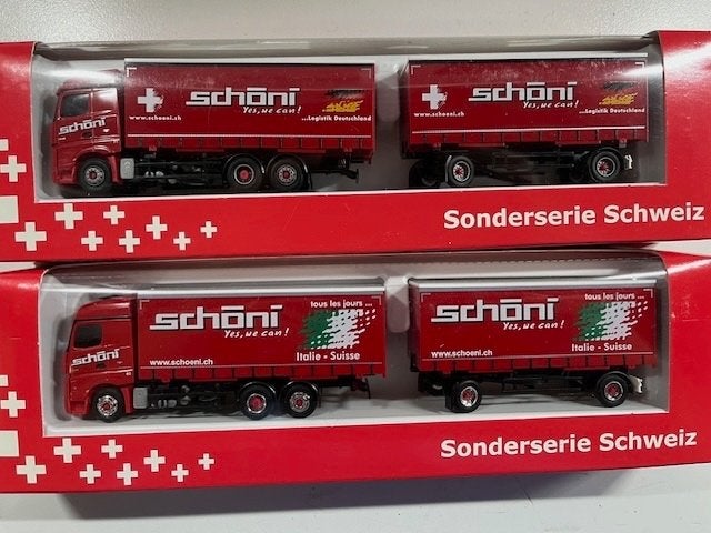 AWM 2 cpl. vrachtwagens met 4 verschillende afzetbakken CH, Verzenden, Nieuw, Bus of Vrachtwagen, AWM
