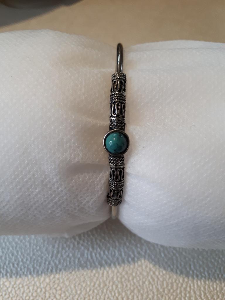 Armband klem met Turquoise steen jaren zilver India, Ophalen of Verzenden, Zo goed als nieuw, Met edelsteen, Zilver