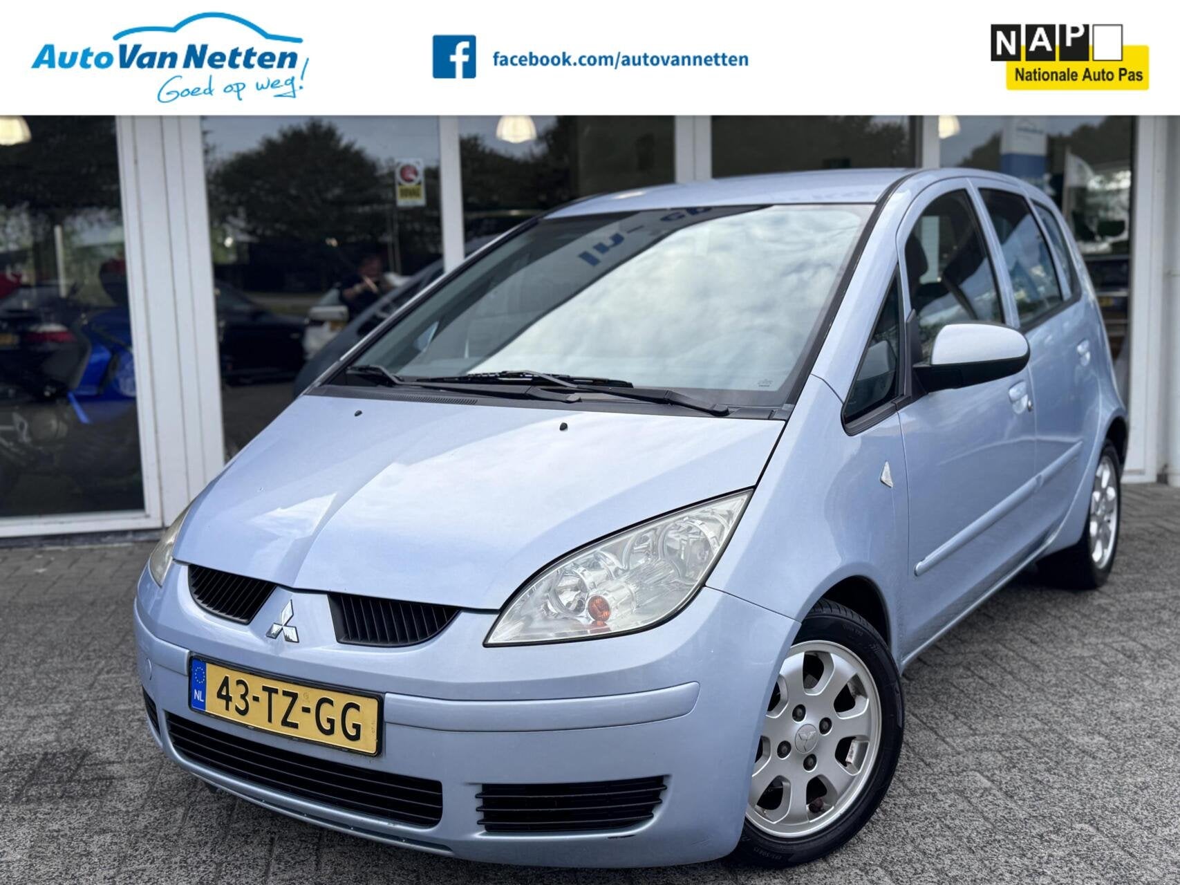 Mitsubishi Colt 1.3 Instyle, Airco, Lm-sportvelgen, Elek pak, Stof, Gebruikt, Zwart, Blauw