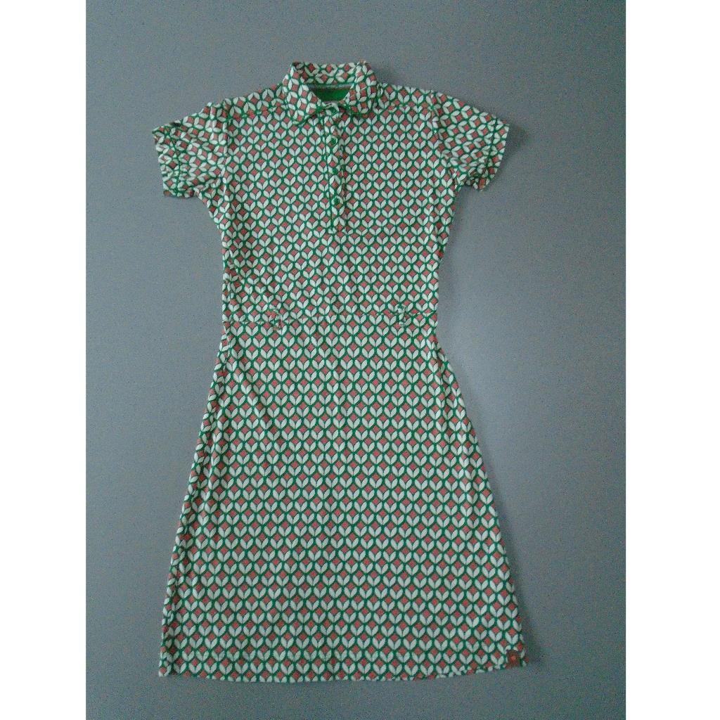 4ff 4funkyflavours polodress XS/34 retro groen wit roze, Verzenden, 4 funky flavours, Maat 34 (XS) of kleiner, Gedragen