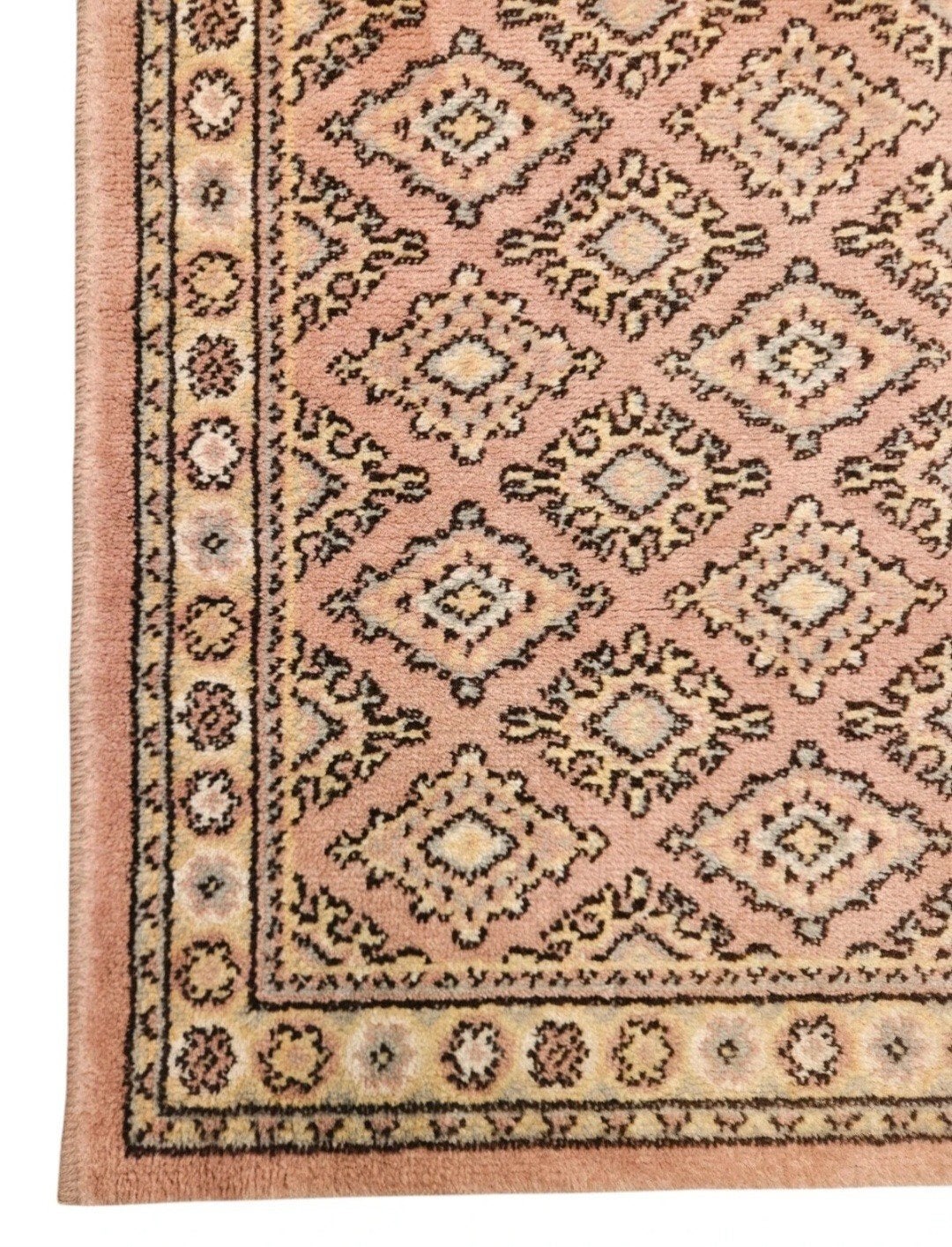 Vintage oosters wol vloerkleed soft pink geometric 60x108cm, 100 tot 150 cm, Geel, Www.hypepopup.nl, Zo goed als nieuw