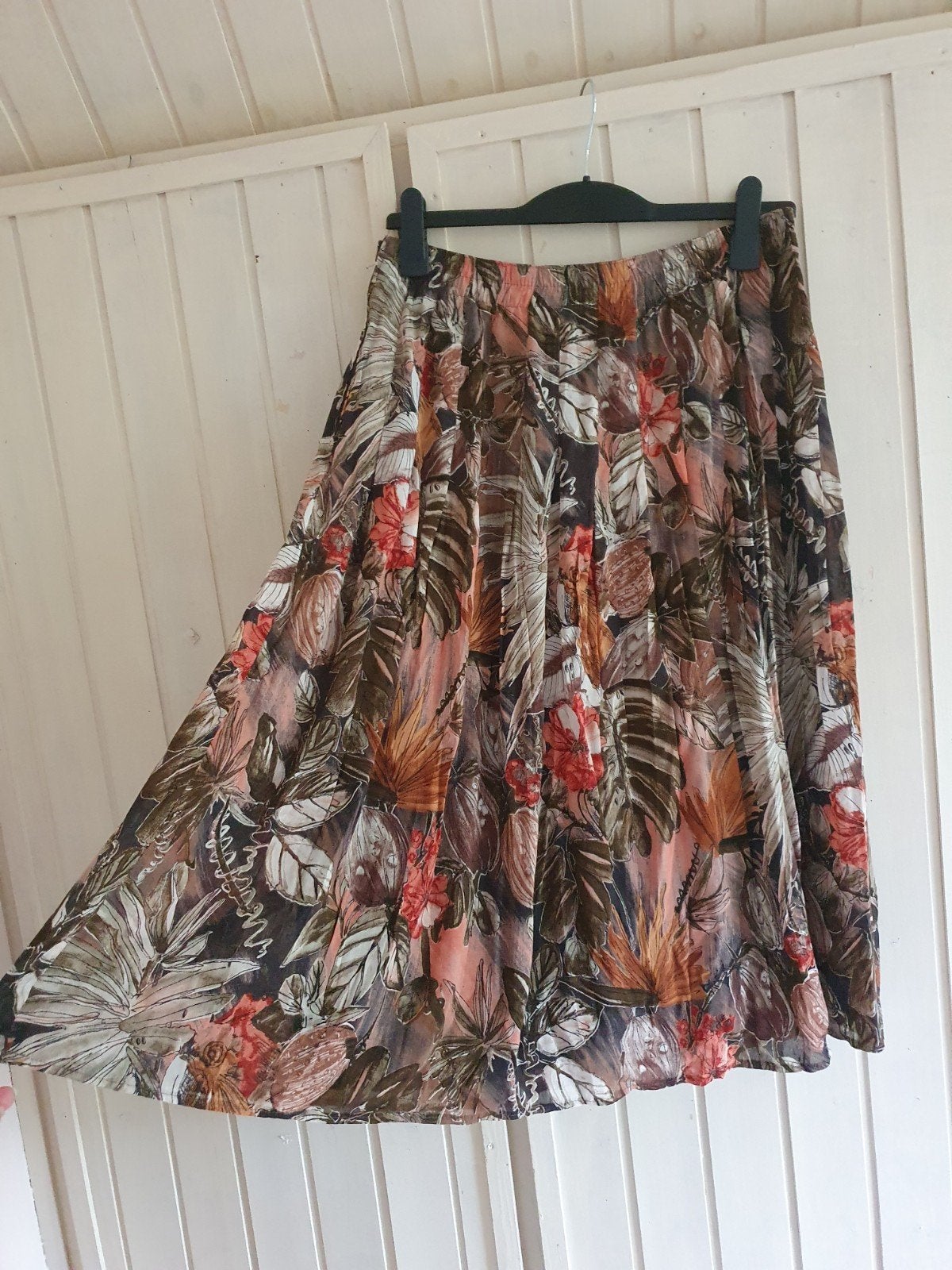 Vintage midi lange rok Maat 42, Kleding | Dames, Rokken, Bruin, Maat 42/44 (L), Ophalen of Verzenden, Zo goed als nieuw