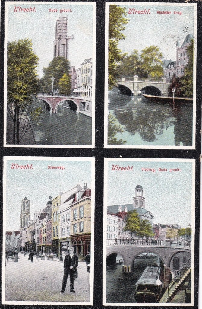 Oude ansichtkaarten Utrecht - Oude Gracht, Steenweg, Viebrug, Ophalen of Verzenden, Voor 1920, Gelopen, Utrecht