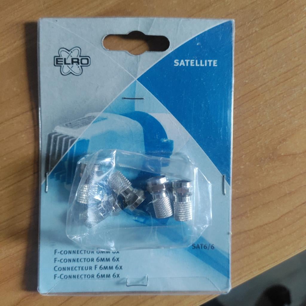 Elro F-connector 6mm - 6 stuks voor satelliet en TV, Ophalen of Verzenden