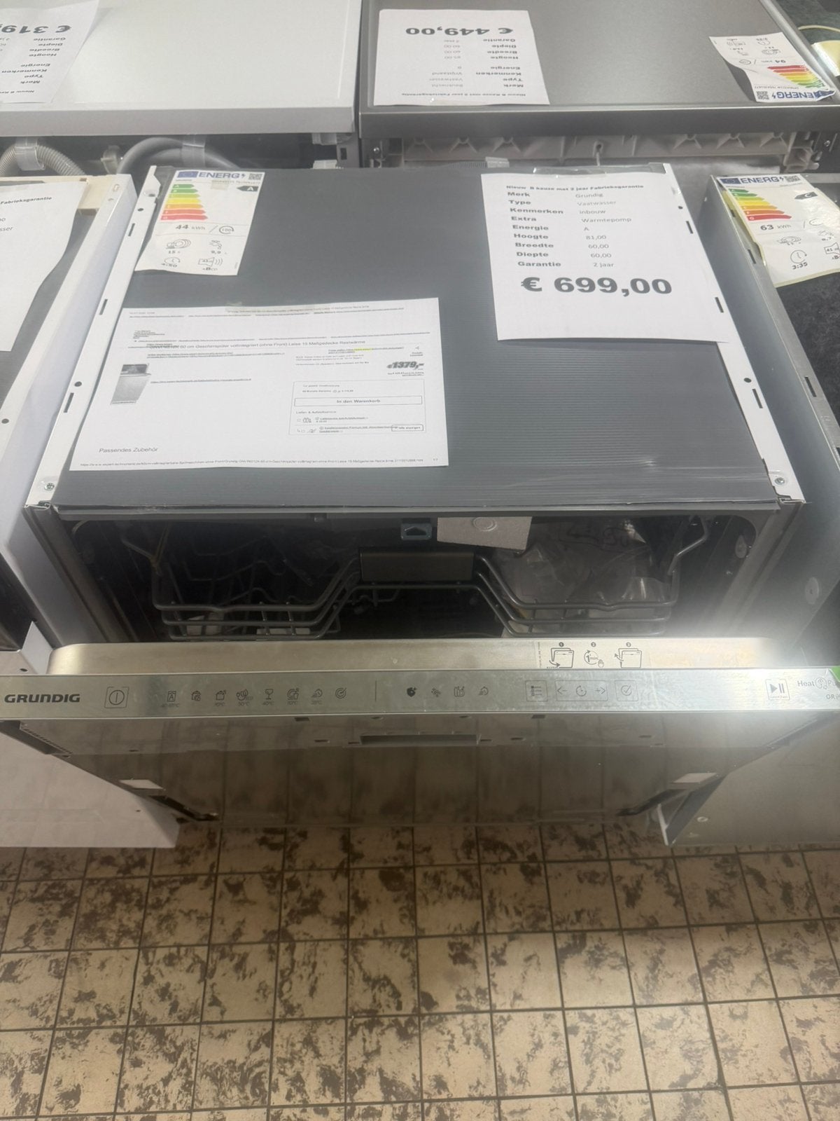 Grundig vaatwasser Gnvp4512x nieuw incl warmtepomp vol  geïn, Ophalen, Minder dan 85 cm, Grundig, Grundig