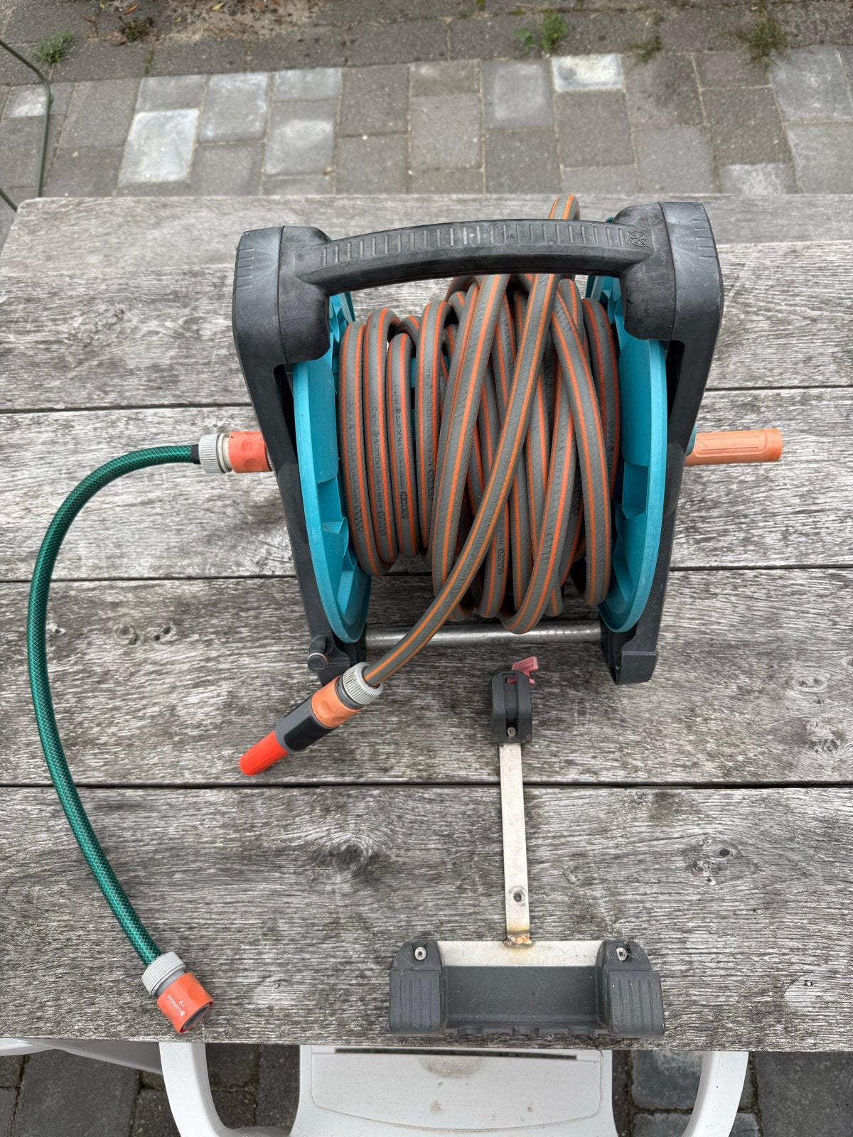 Gardena Tuinslanghaspel met slang 15 meter, Ophalen of Verzenden, Gebruikt, Tuinslanghaspel