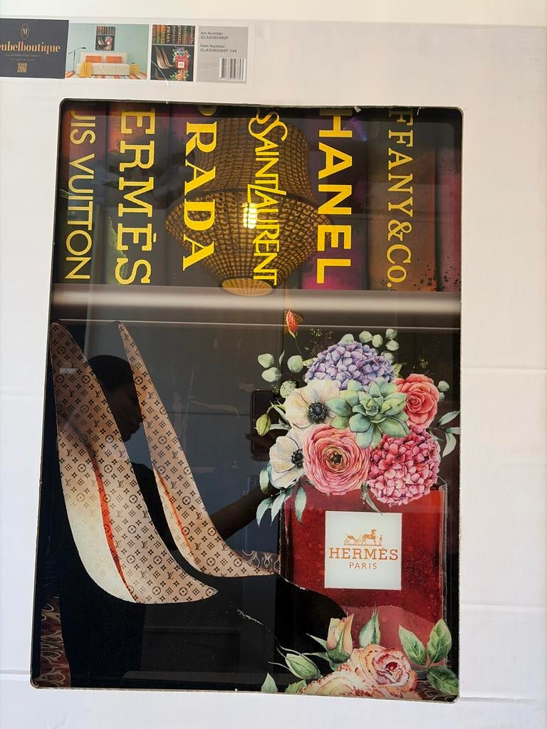 Luxe Wanddecoratie 60x80cm met Louis Vuitton & Hermes detail, Ophalen, Nieuw, Print, 75 cm of meer