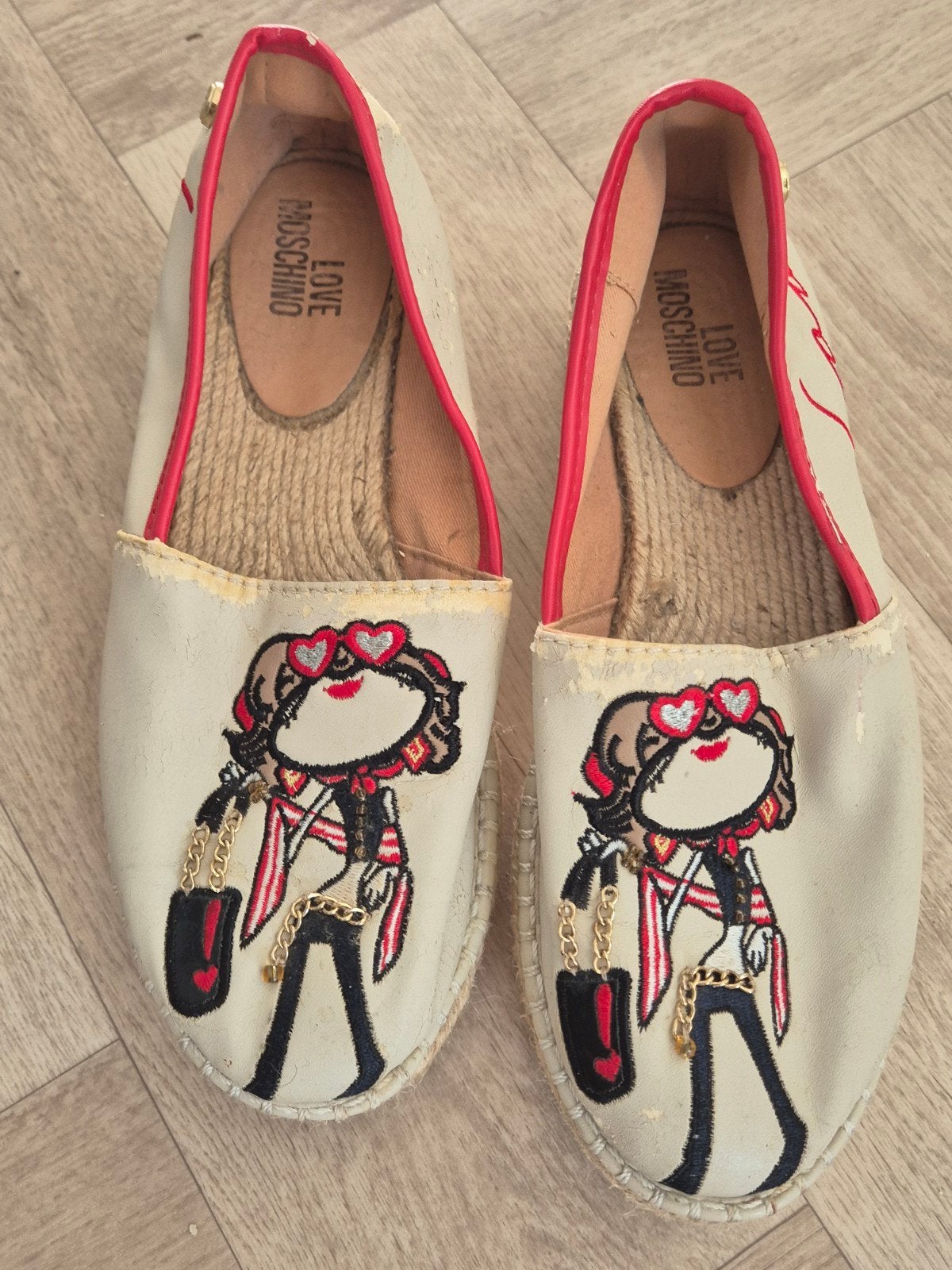 moschino schoentjes, Beige, Espadrilles of Moccasins, Gedragen, Moschino