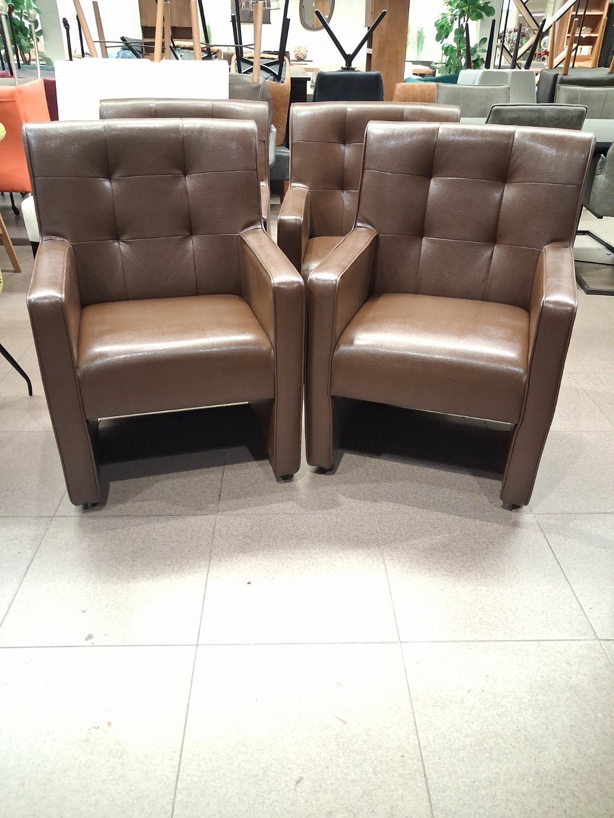 nieuwe luxe landelijke eetkamerstoel fauteuil bruin leer 4x, Ophalen, Bruin, ., Nieuw
