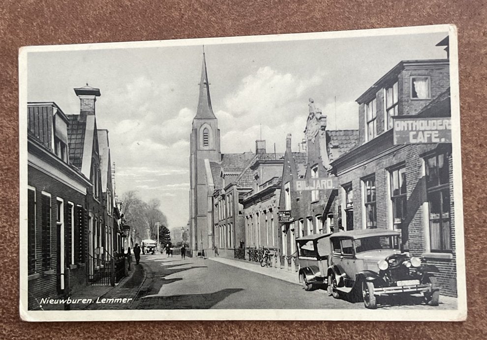 Oude Ansichtkaart Nieuwburen, Lemmer (Gelopen, 1935), Ophalen of Verzenden, 1920 tot 1940, Gelopen, Friesland