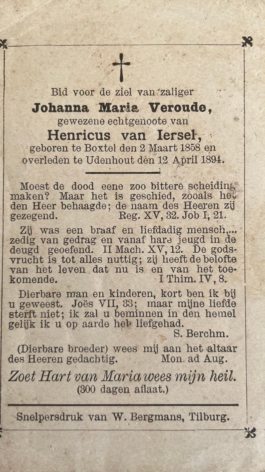 Johanna Maria Veroude Boxtel 1858, Verzamelen, Ophalen of Verzenden