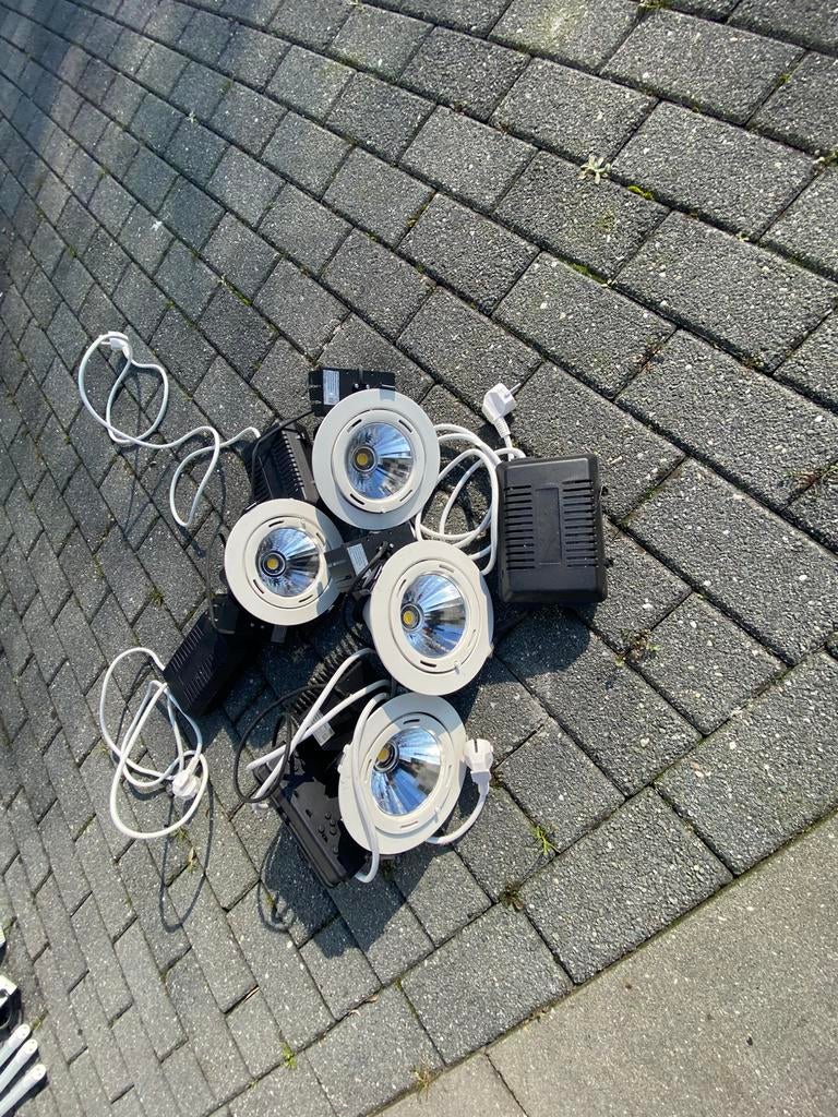 4 led etalage spots met trafo, Ophalen, Gebruikt, Metaal of Aluminium, Led