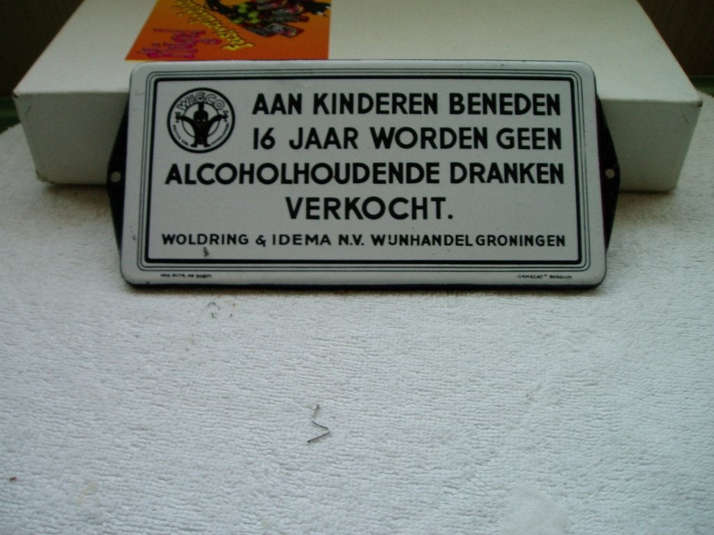 Emaille bord langcat, Ophalen of Verzenden, Gebruikt, Reclamebord