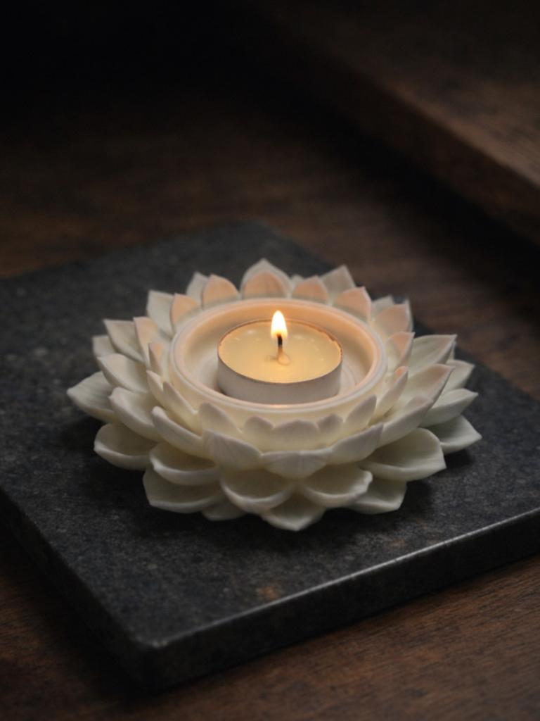 Elegante lotus kaarsenhouder voor theelichtjes, Overige materialen, G, Wit, G