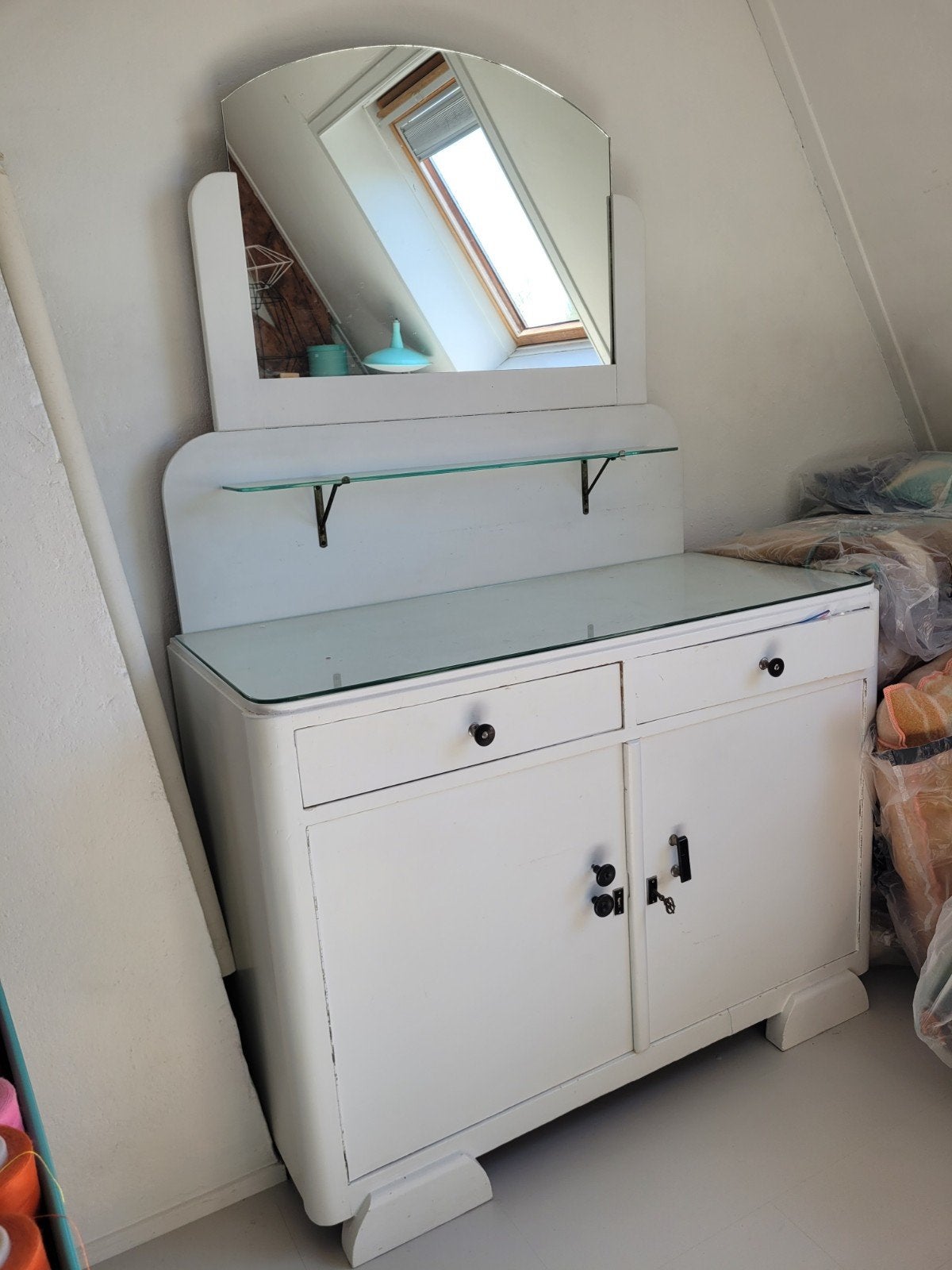 Vintage kaptafel, retro kommode met spiegel, Ophalen, Gebruikt, 50 tot 100 cm, Minder dan 100 cm