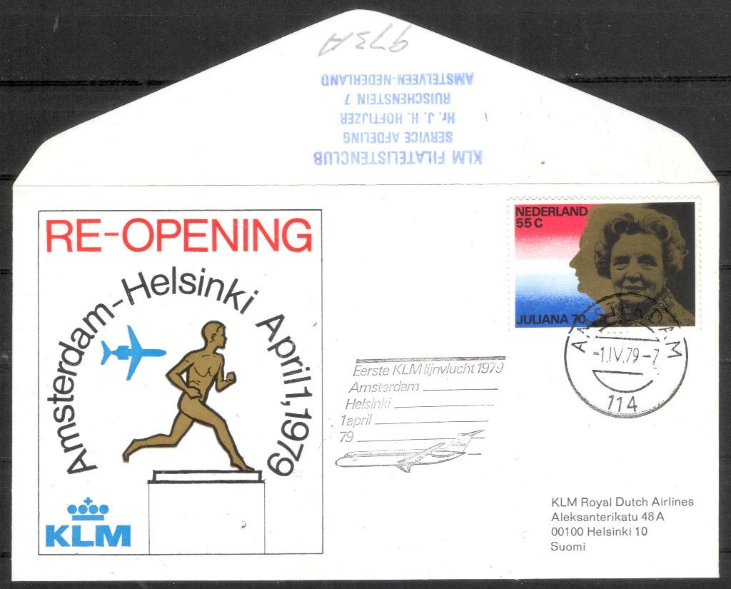 1e KLM vlucht Helsinki Finland 1979 (2), Verzenden, Envelop