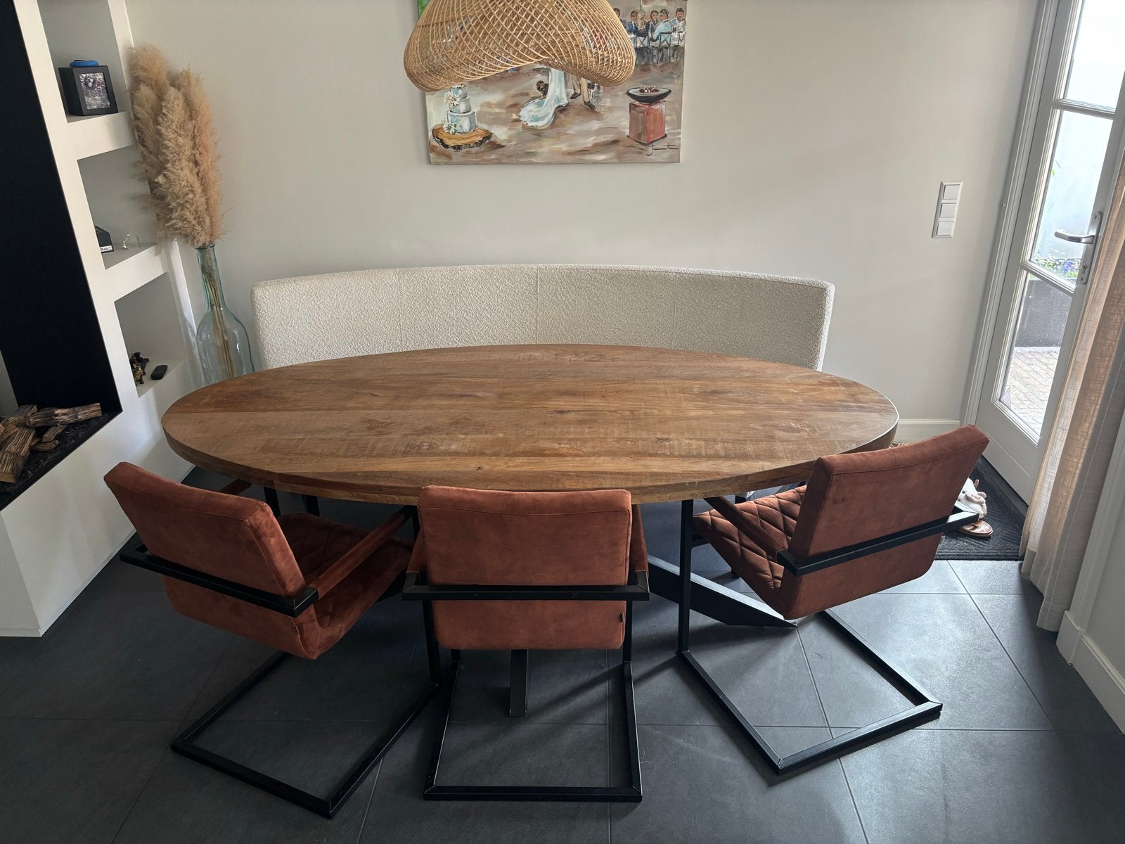 Tafel & Stoelen (Geïmpregneerd), Ophalen, Zo goed als nieuw, Hout, Drie