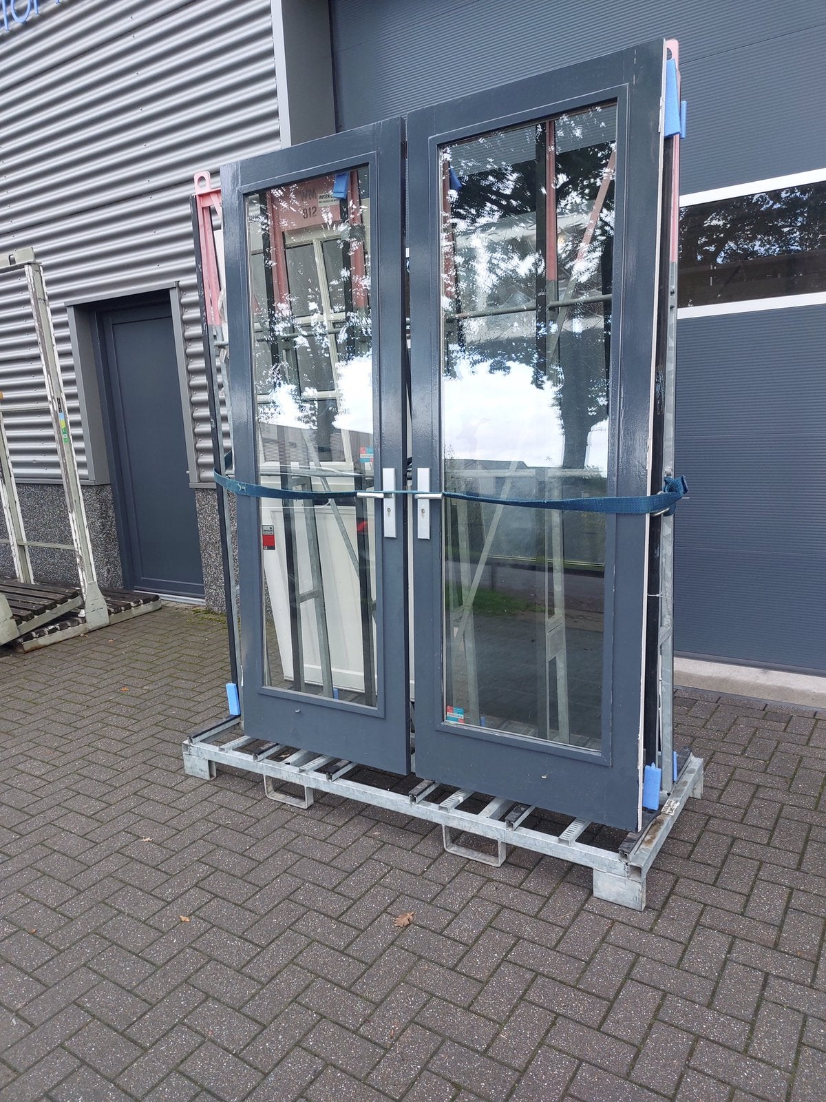 Hardhouten achterdeur ( dubbele deuren), Ophalen of Verzenden, Gebruikt, Buitendeur, 200 tot 215 cm