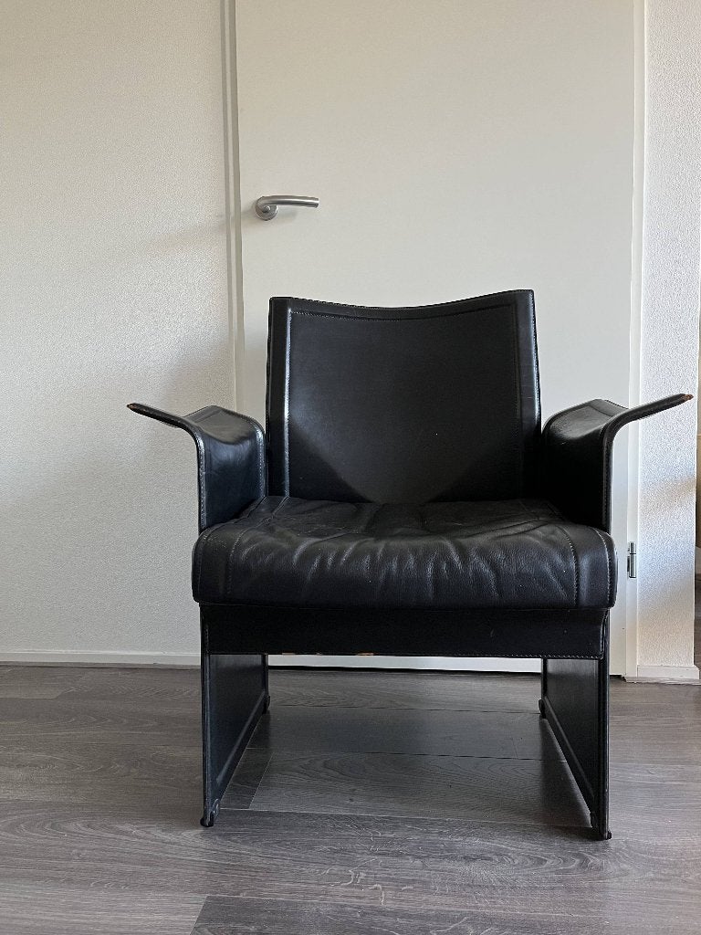 Matteo Grassi Korium design stoel, Ophalen, Gebruikt, Zwart, Leer