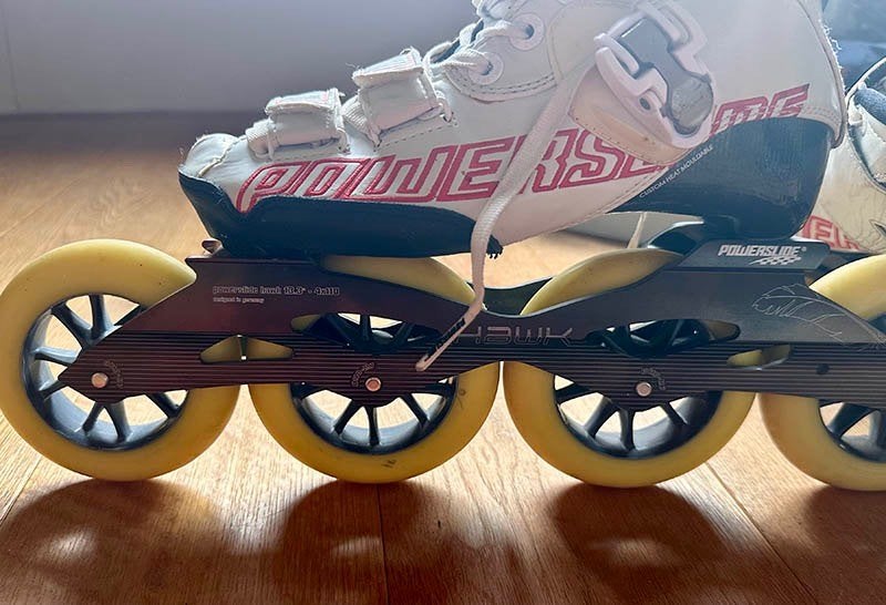 Supersnelle Powerslide skates wielhoogte 110 maat 38, Ophalen, Dames, Zo goed als nieuw, Inline skates 4 wielen