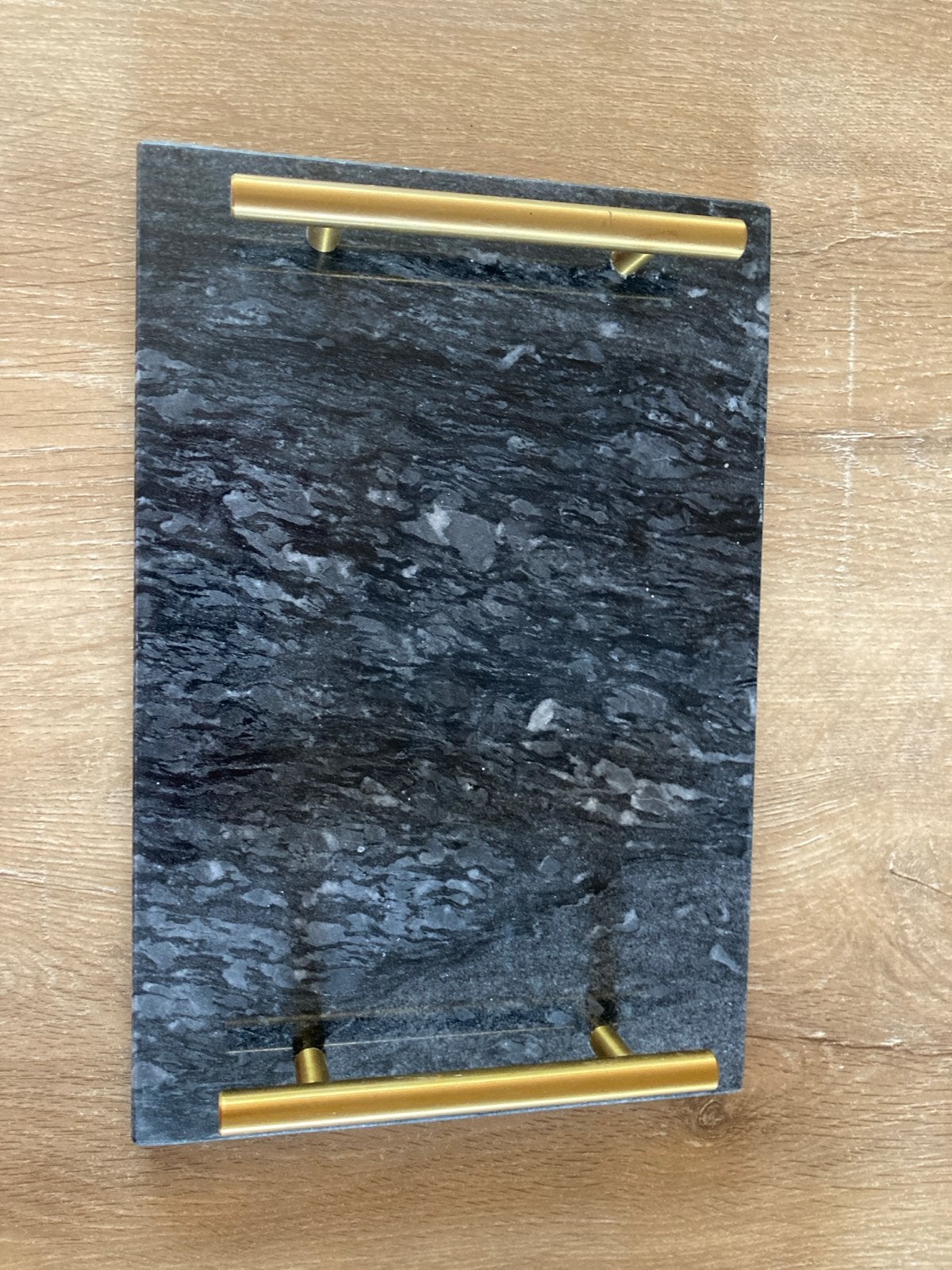 Stijlvol marmeren dienblad met gouden handvatten, Ophalen of Verzenden, Zo goed als nieuw, Dienblad, Met handvatten