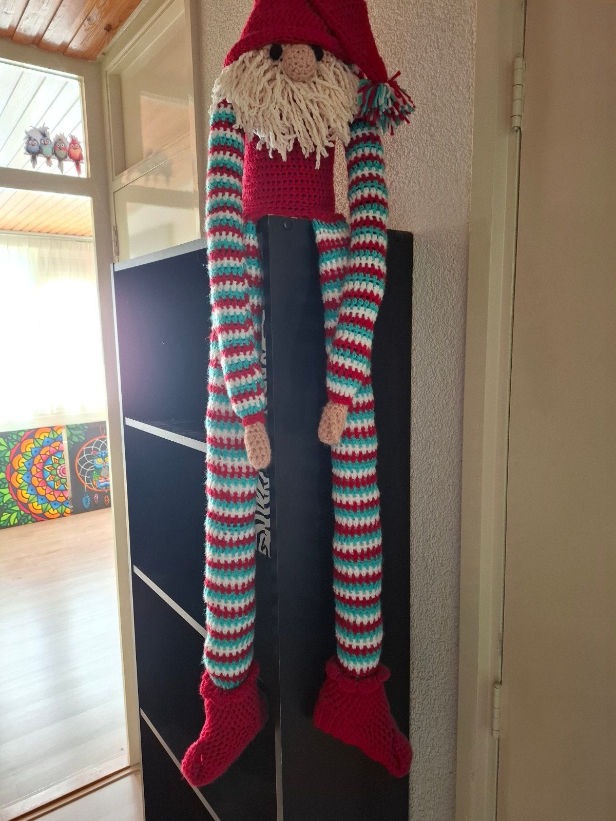 Handgemaakte gehaakte kerstkabouter met lange benen, Diversen, Ophalen of Verzenden, Nieuw