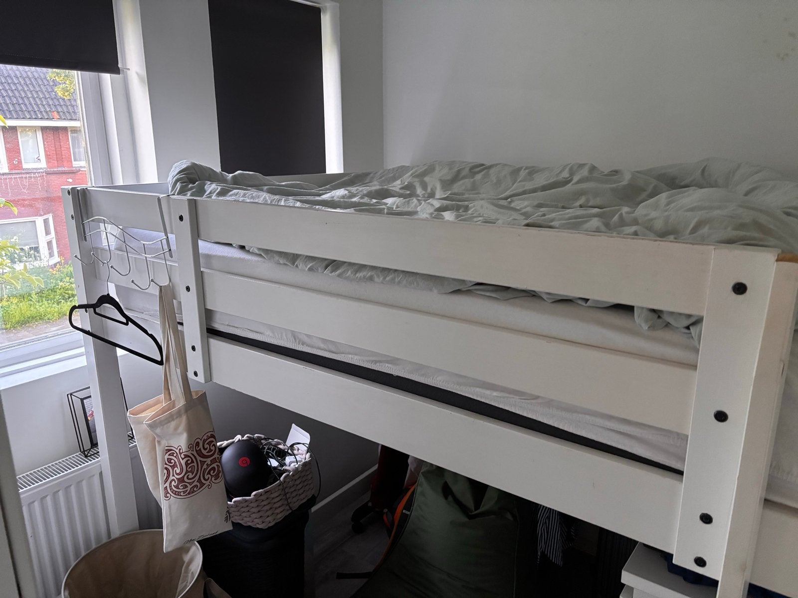 IKEA STORÅ Hoogslaper 140x200 cm, wit gebeitst, verlaagd, Ophalen, Gebruikt, Hoogslaper, 160 tot 180 cm