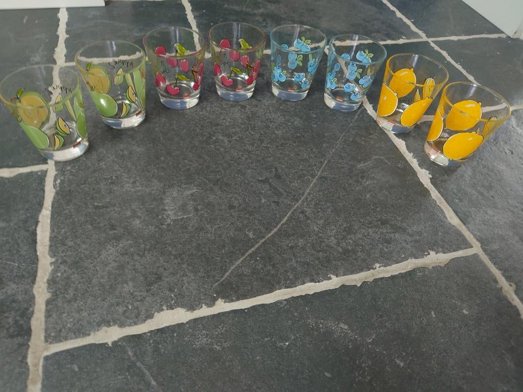 8 BLOND AMSTERDAM Waterglazen met fruit erop, NIEUW!!, Ophalen, Nieuw, Glas, Glas of Glazen