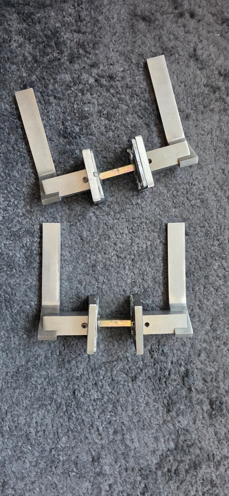 Moderne RVS Deurklinken Set - Geborsteld Metaal, Ophalen, Gebruikt, Rvs, Klink of Kruk